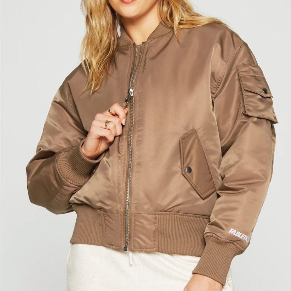 NWT Fabletics iconic bomber jacket - color Mocha Latte - Size Small